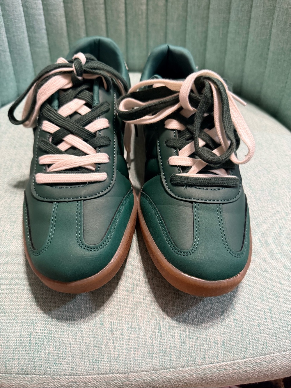 No Boundaries Green Sneakers with Pink & Black Laces